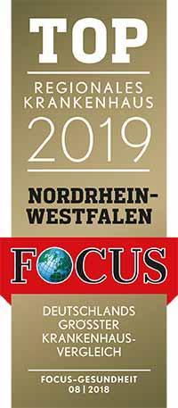 FOCUS Regionales Krankenhaus Nordrhein-Westfallen 2019 certificate
